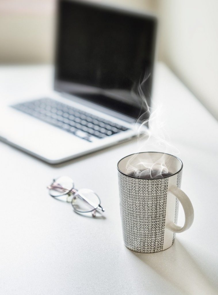 desk, tea, coffee